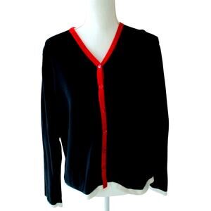 Liz Claiborne Women's Blue Long Sleeve Stretch Button Front Cardigan Sweater L.